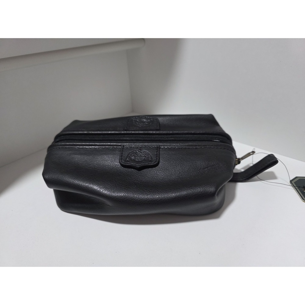 Vintage Leather Travel Dopp Kit Toiletry Bag Black Zip Pouch Travel Gear Unisex